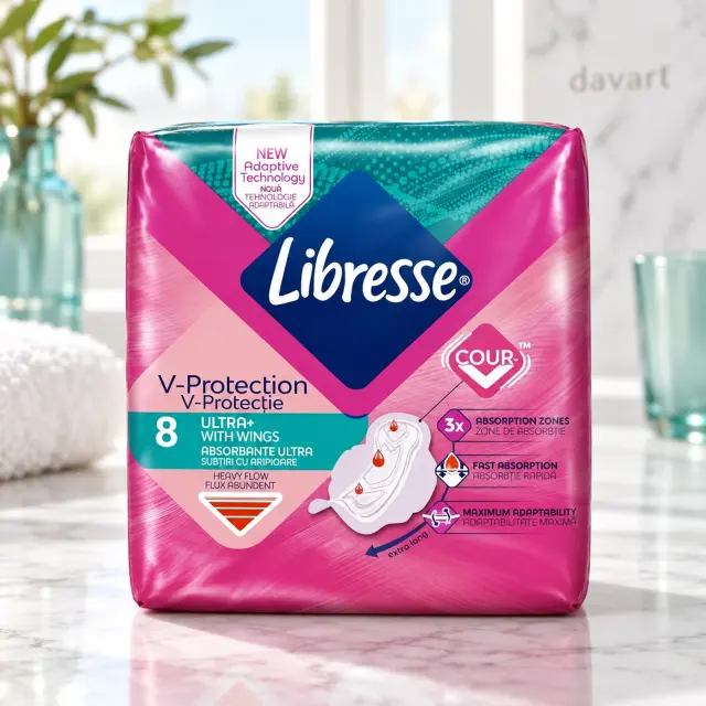 Libresse Absorbante Ultra Long Roz cu Verde, 8 buc., imagine de referință