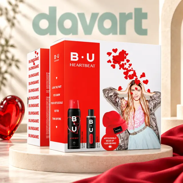 B.U. Caseta Cadou 3 pcs · Heartbeat EDT 50 ml + Deo 150 ml + Caciula, 3 buc., imagine de referință
