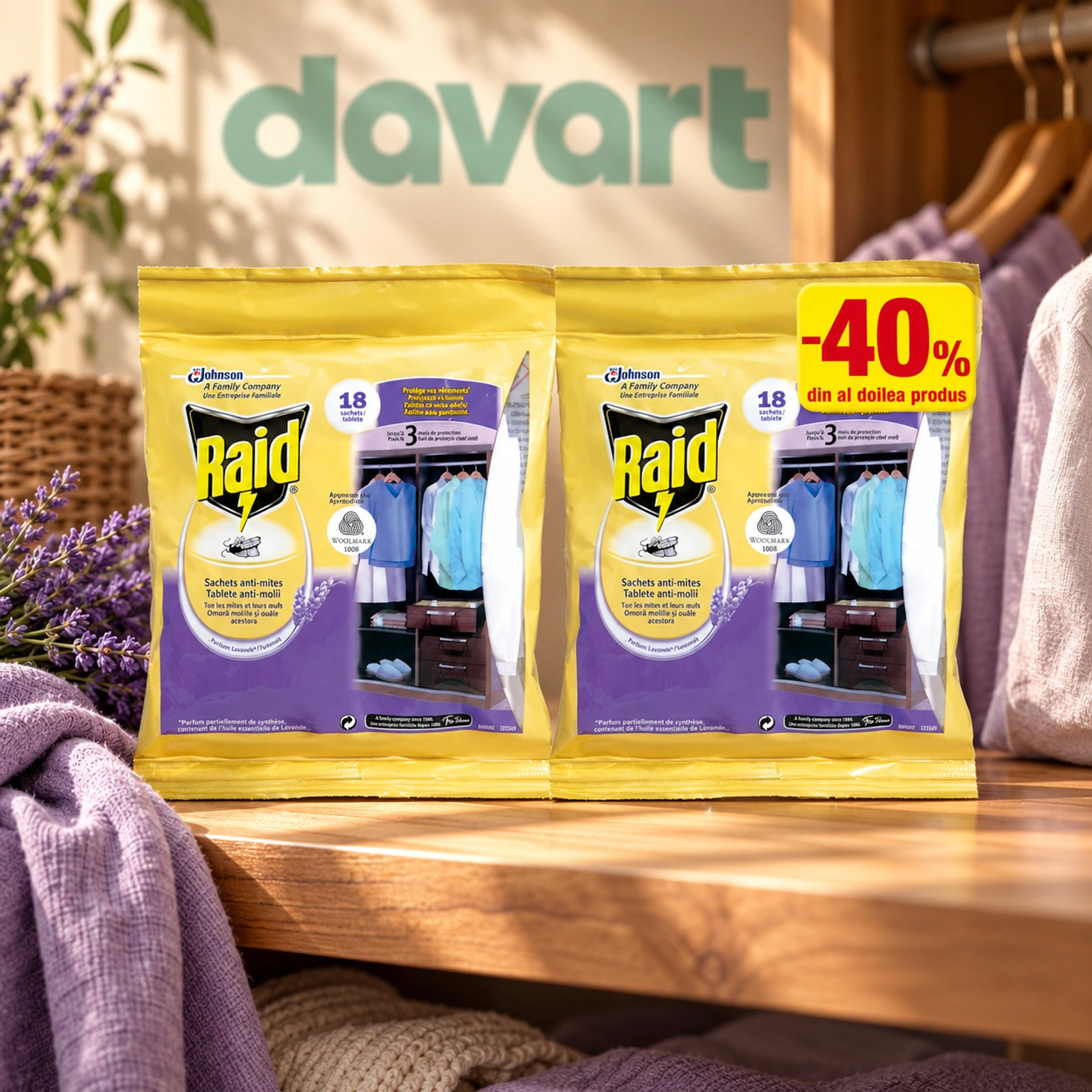 Raid Gel Molii Tablete/set Lavanda, 2 buc., imagine de referință