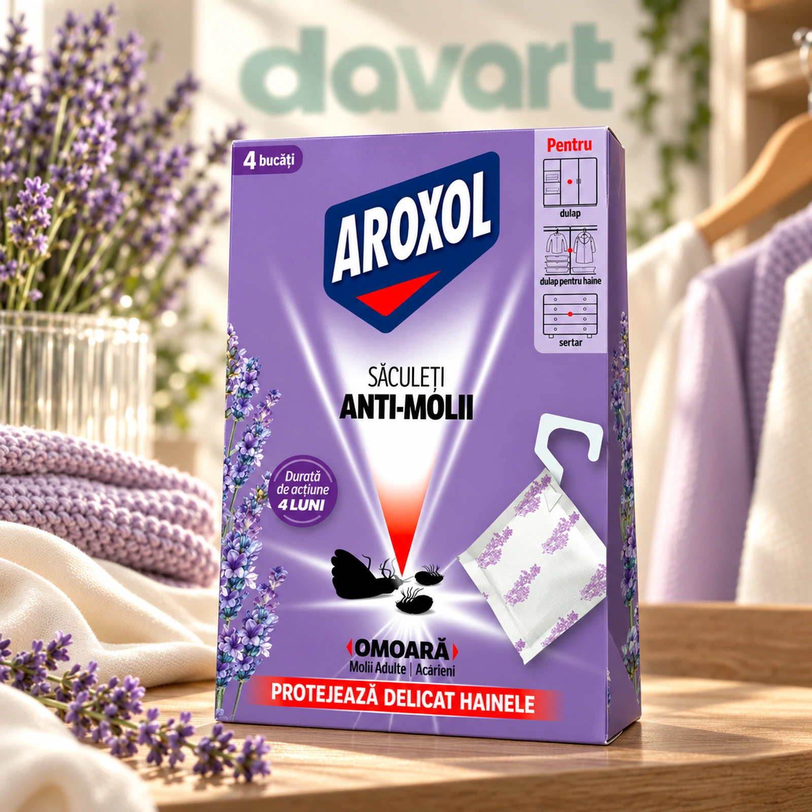 Aroxol Saculeti Antimolii, 4 buc., imagine de referință