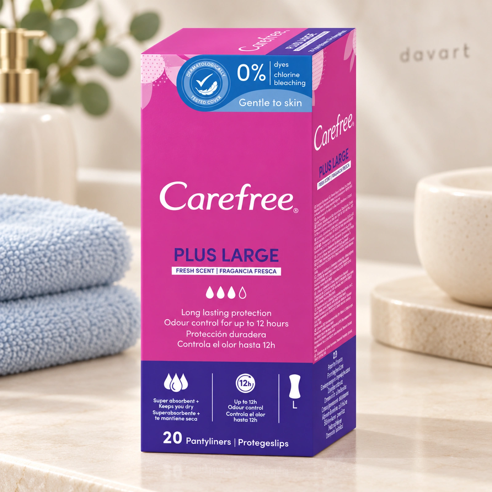 Carefree Absorbante Zilnice Plus Large, 20 buc., imagine de referință