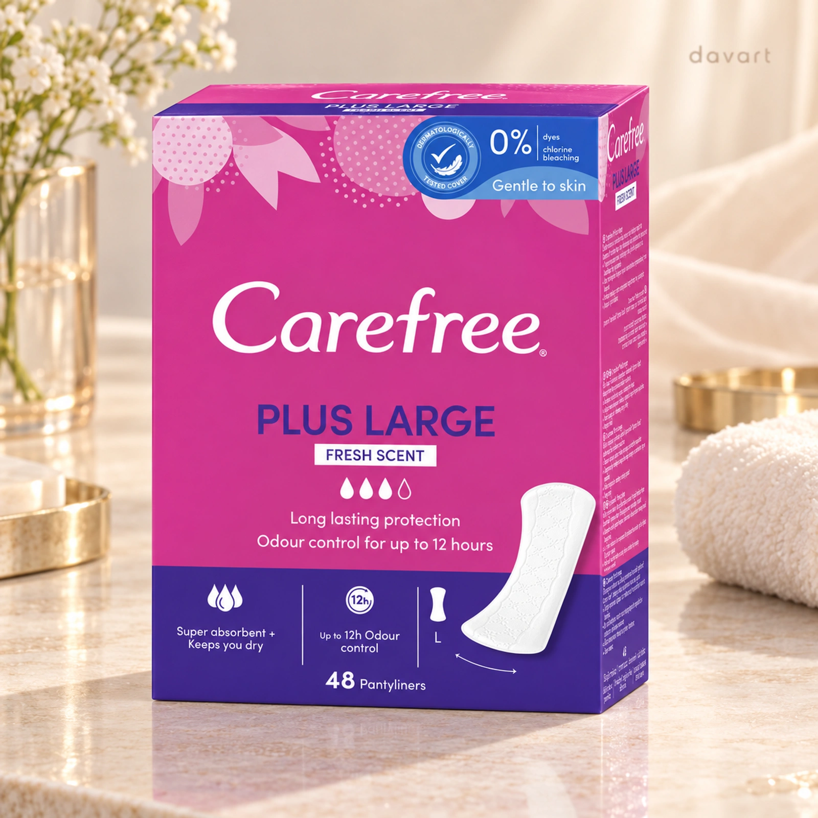 Carefree Absorbante Zilnice Plus Large Fresh Scent, 48 buc., imagine de referință
