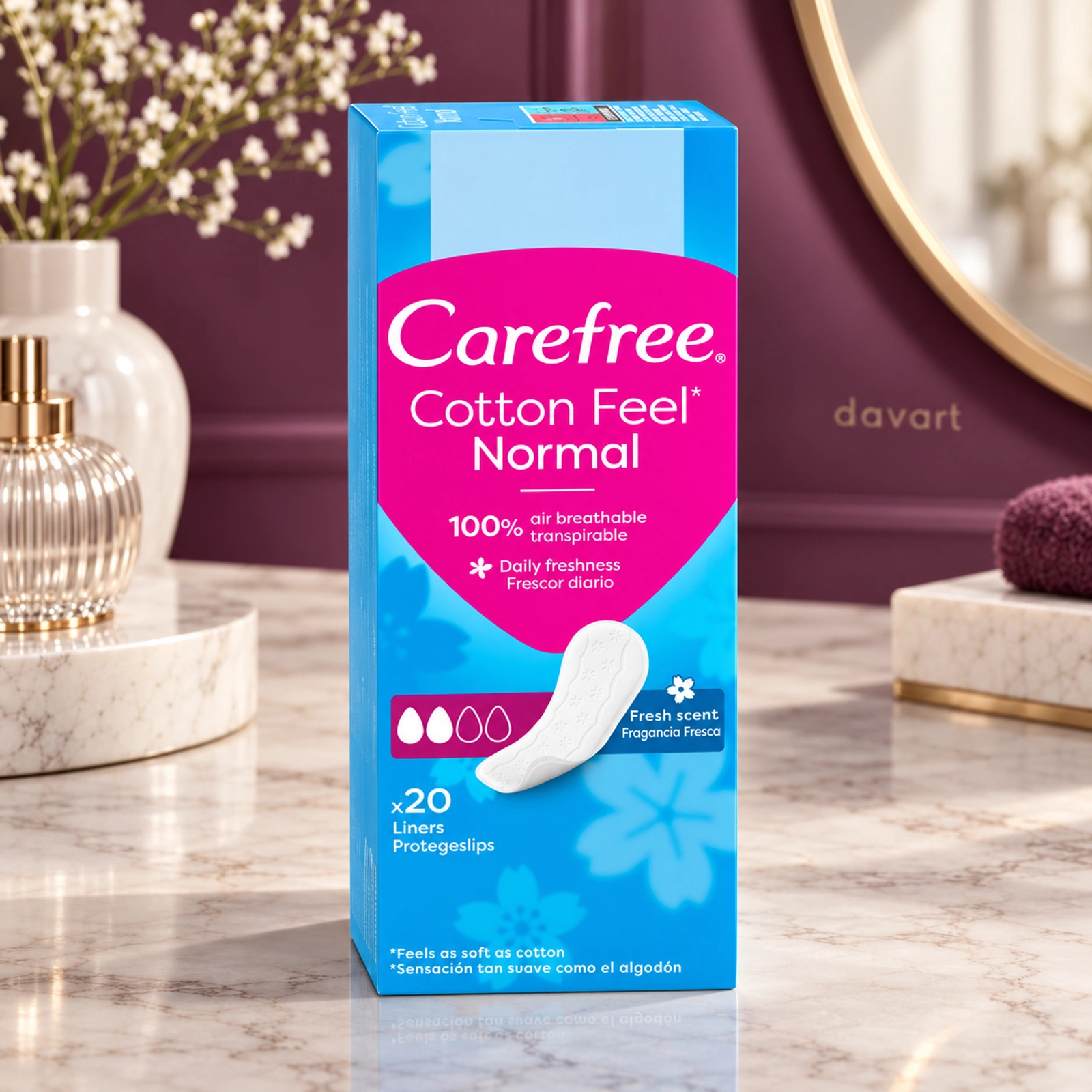 Carefree Absorbante Zilnice Cotton, 20 buc., imagine de referință