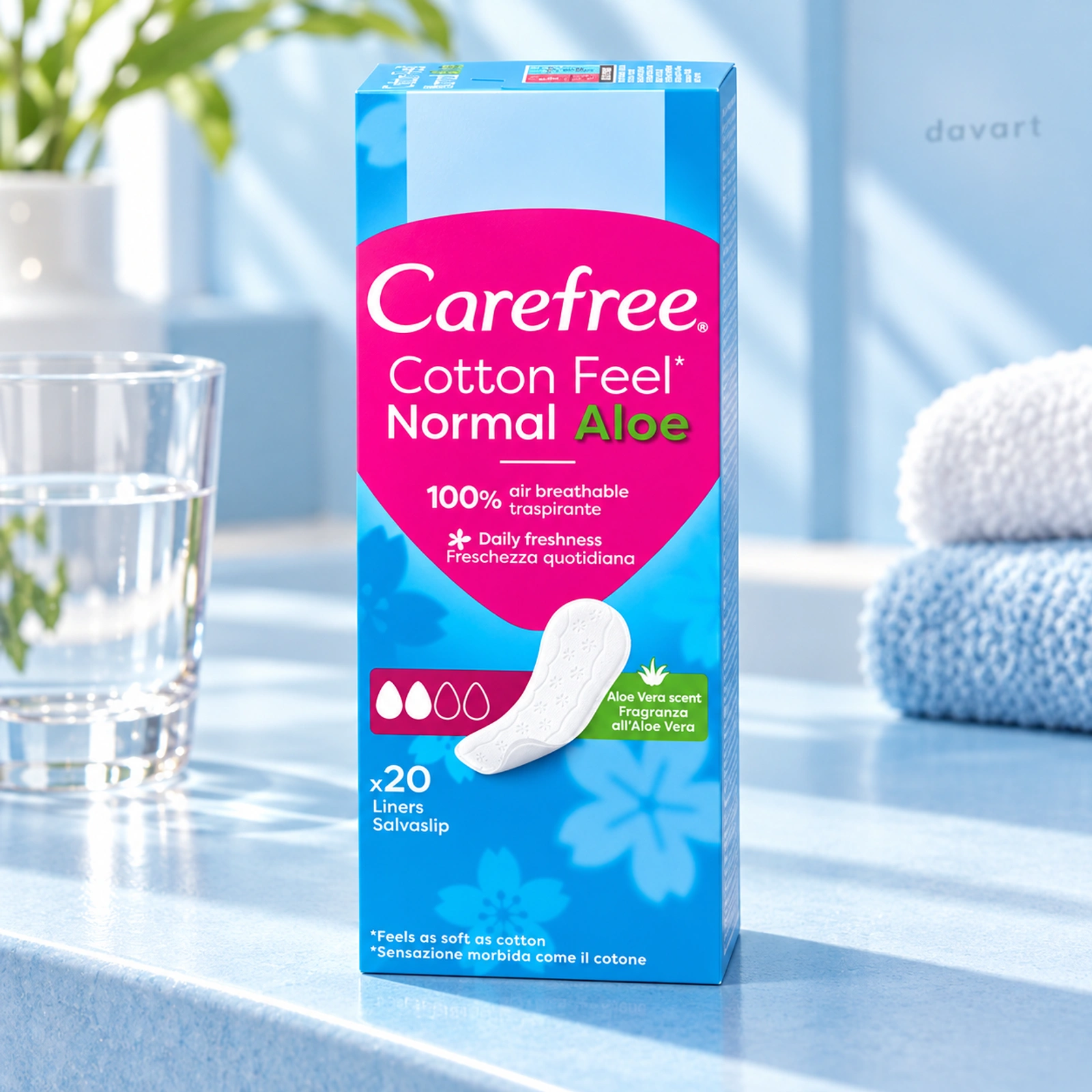 Carefree Absorbante Zilnice Cotton Feel Normal Aloe, 56 buc., imagine de referință