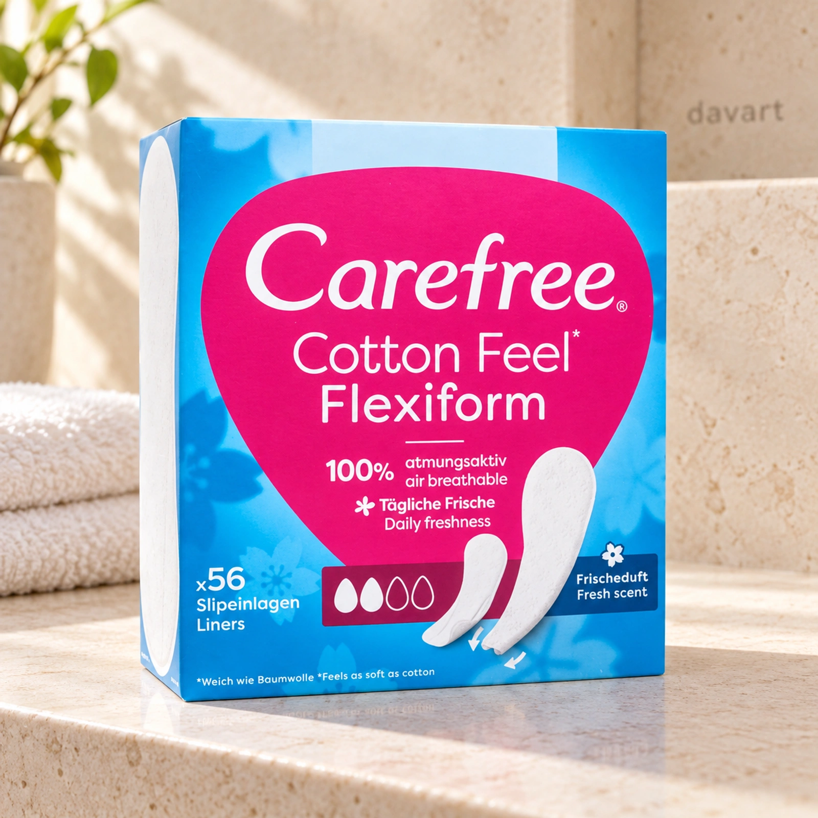 Carefree Absorbante Zilnice Cotton Flexiform Fresh Scent, 56 buc., imagine de referință