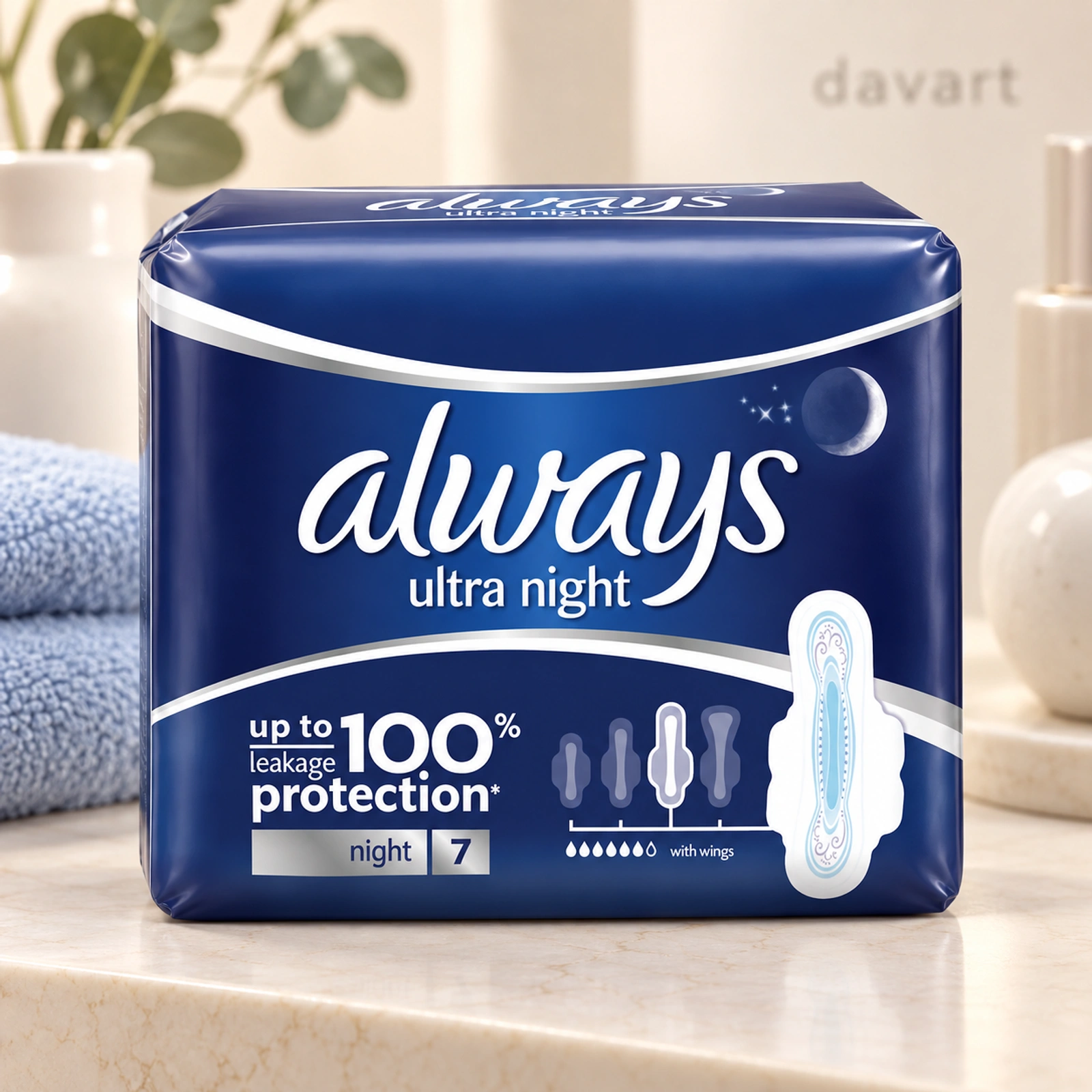 Always Absorbante S Noapte Ultra Night Albastre, 7 buc., imagine de referință