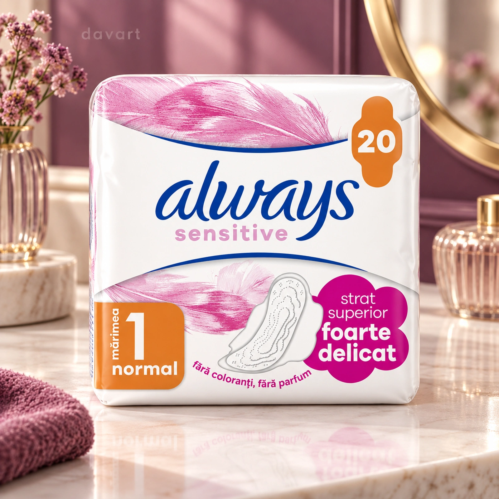 Always Absorbante D1-Normal Sensitive-Alb/Roz, 20 buc., imagine de referință