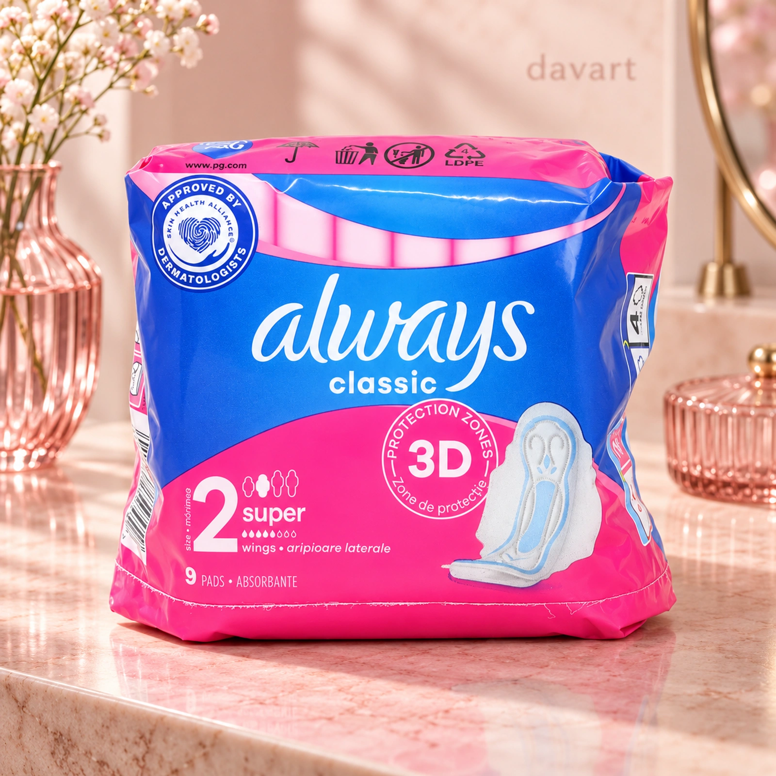 Always Absorbante S2 Maxi Roz, 9 buc., imagine de referință