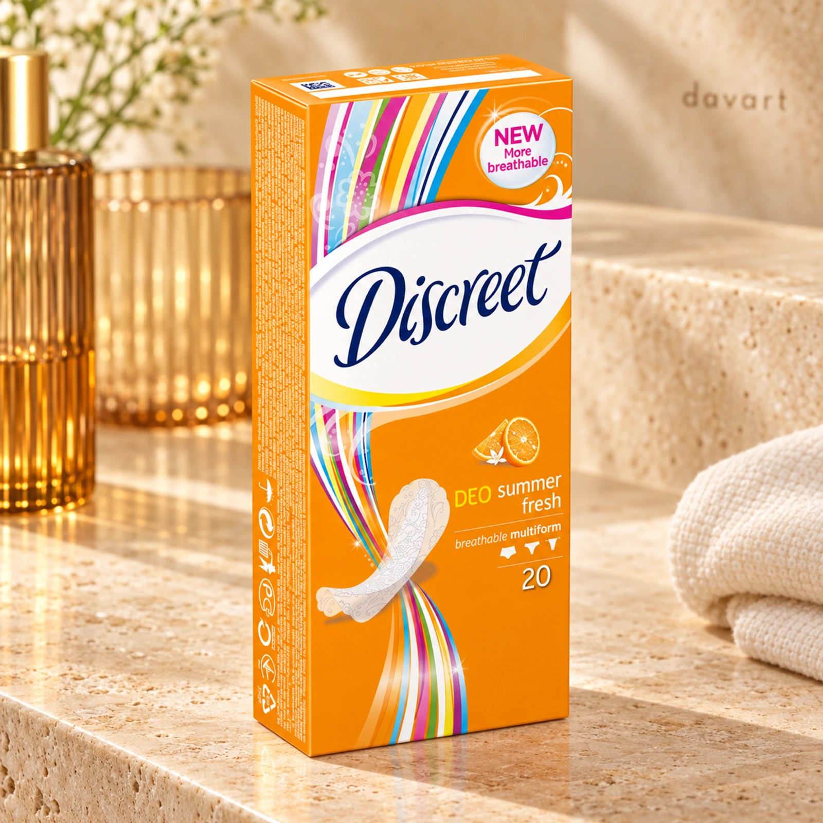 Discreet Absorbante Zilnice Deo Summer Fresh Portocaliu, 20 buc., imagine de referință