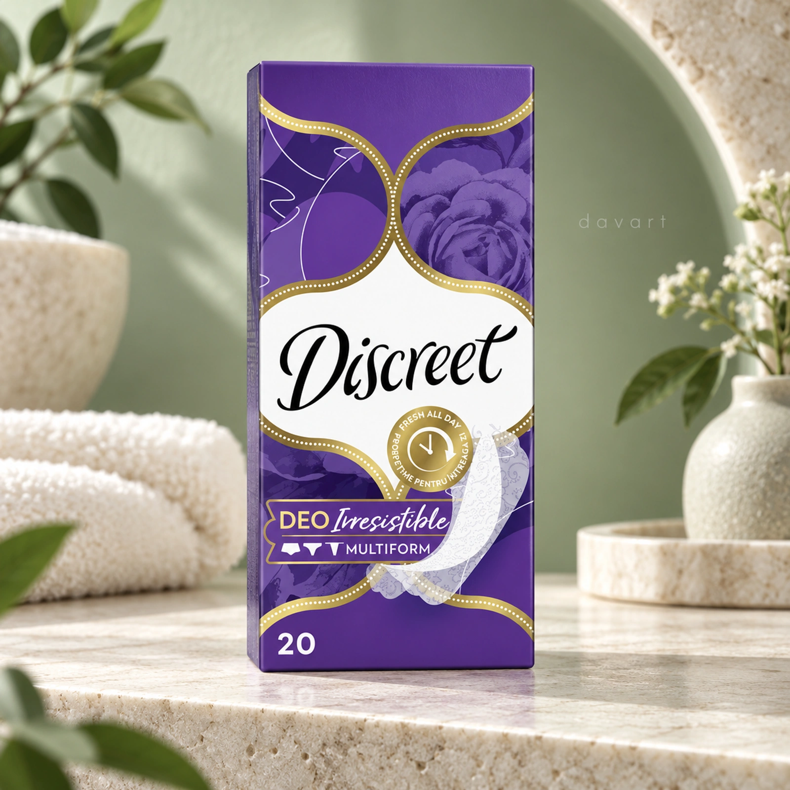 Discreet Absorbante Zilnice Negru Iresistible, 20 buc., imagine de referință