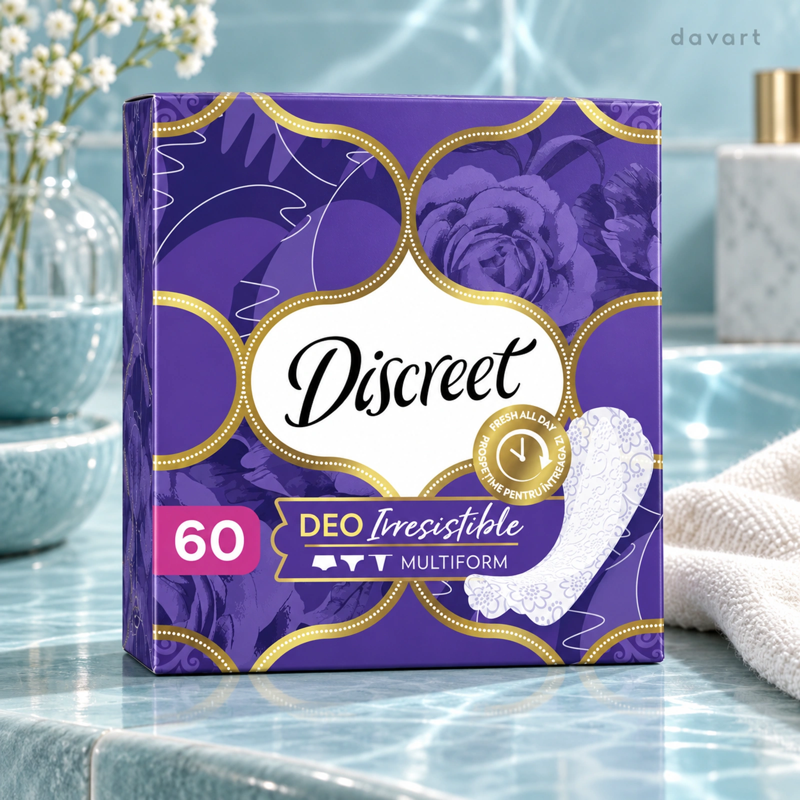 Discreet Absorbante Zilnice Mov, 60 buc., imagine de referință