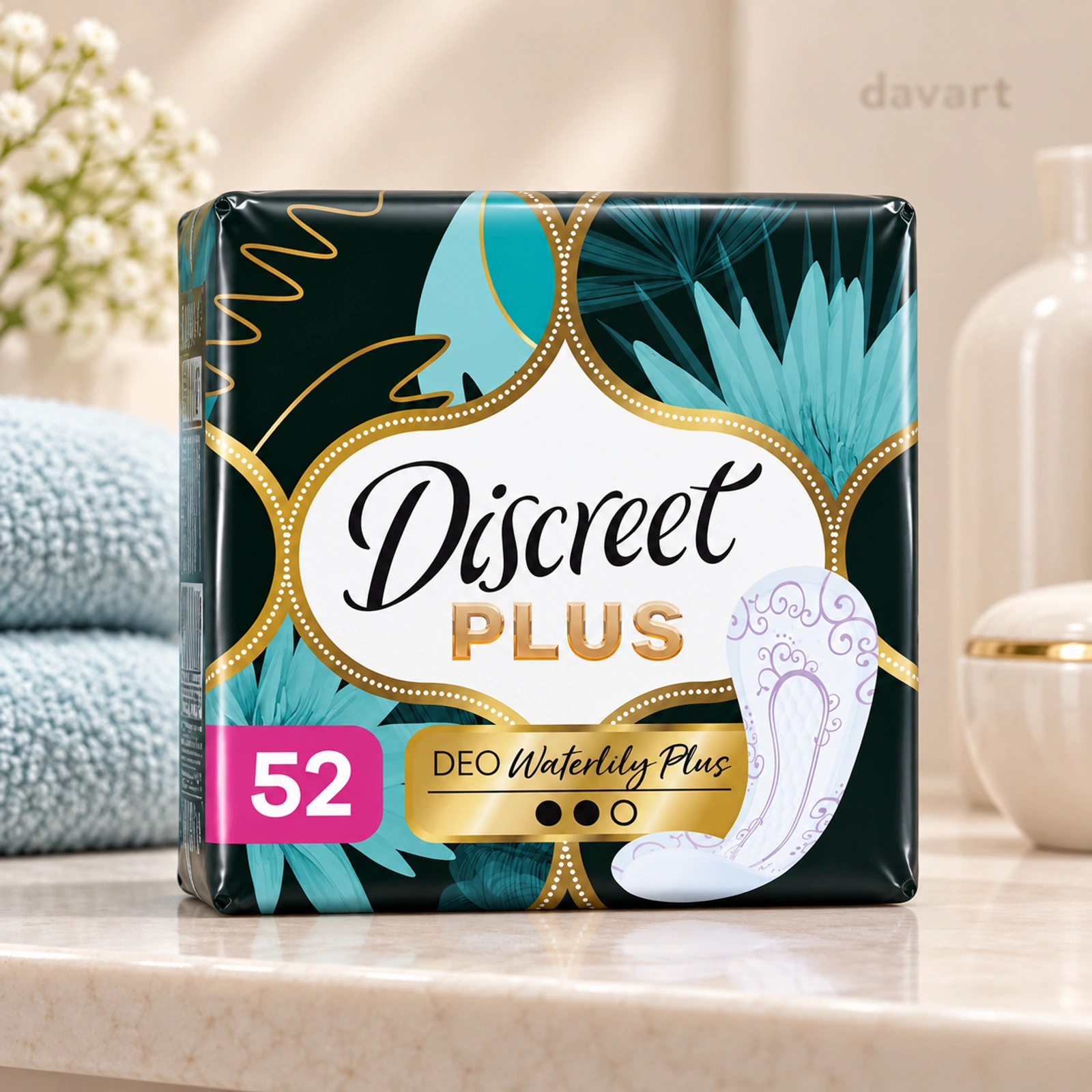 Discreet Absorbante Zilnice Waterlily Plus, 52 buc., imagine de referință