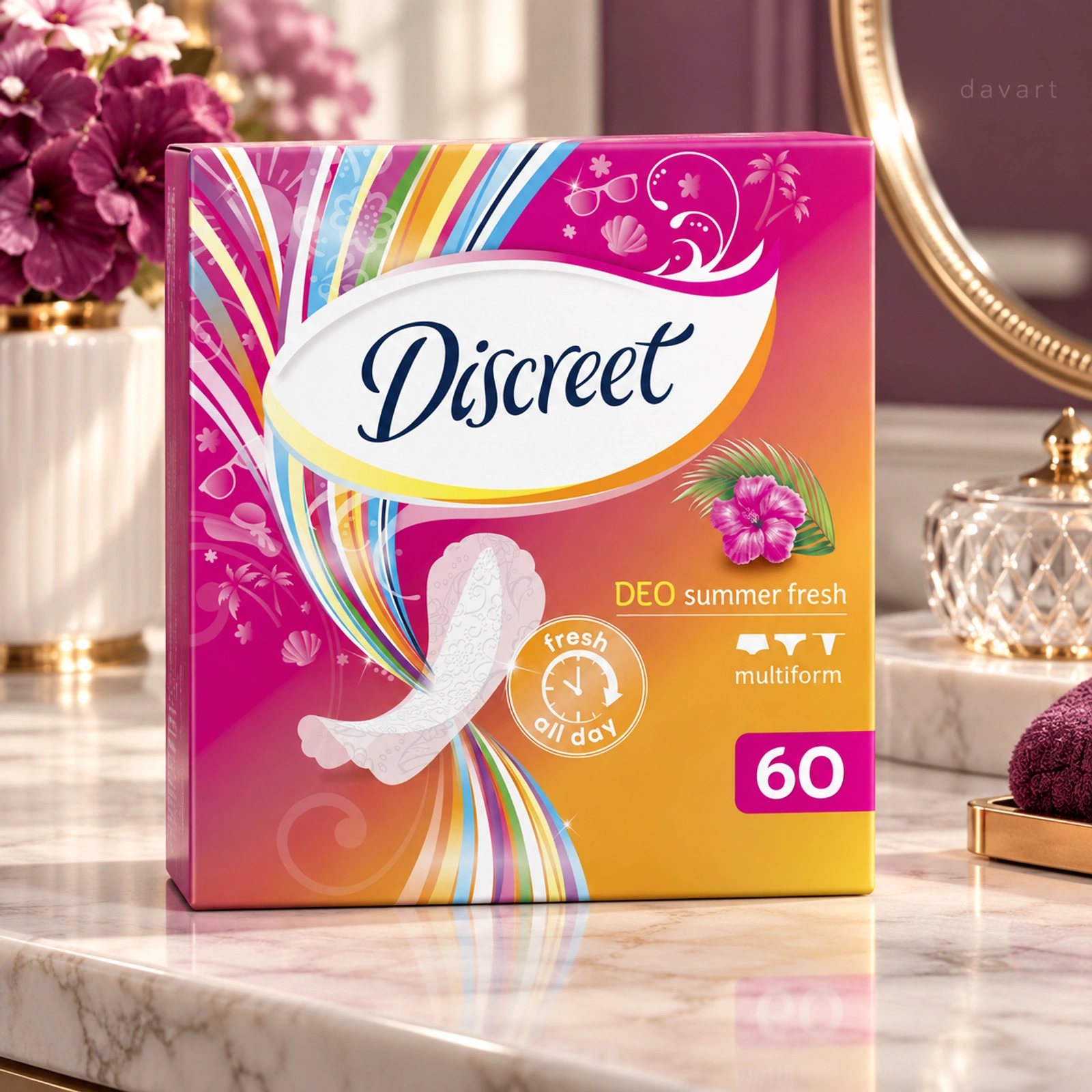 Discreet Absorbante Zilnice Fresh Scent - Mov, 30 buc., imagine de referință