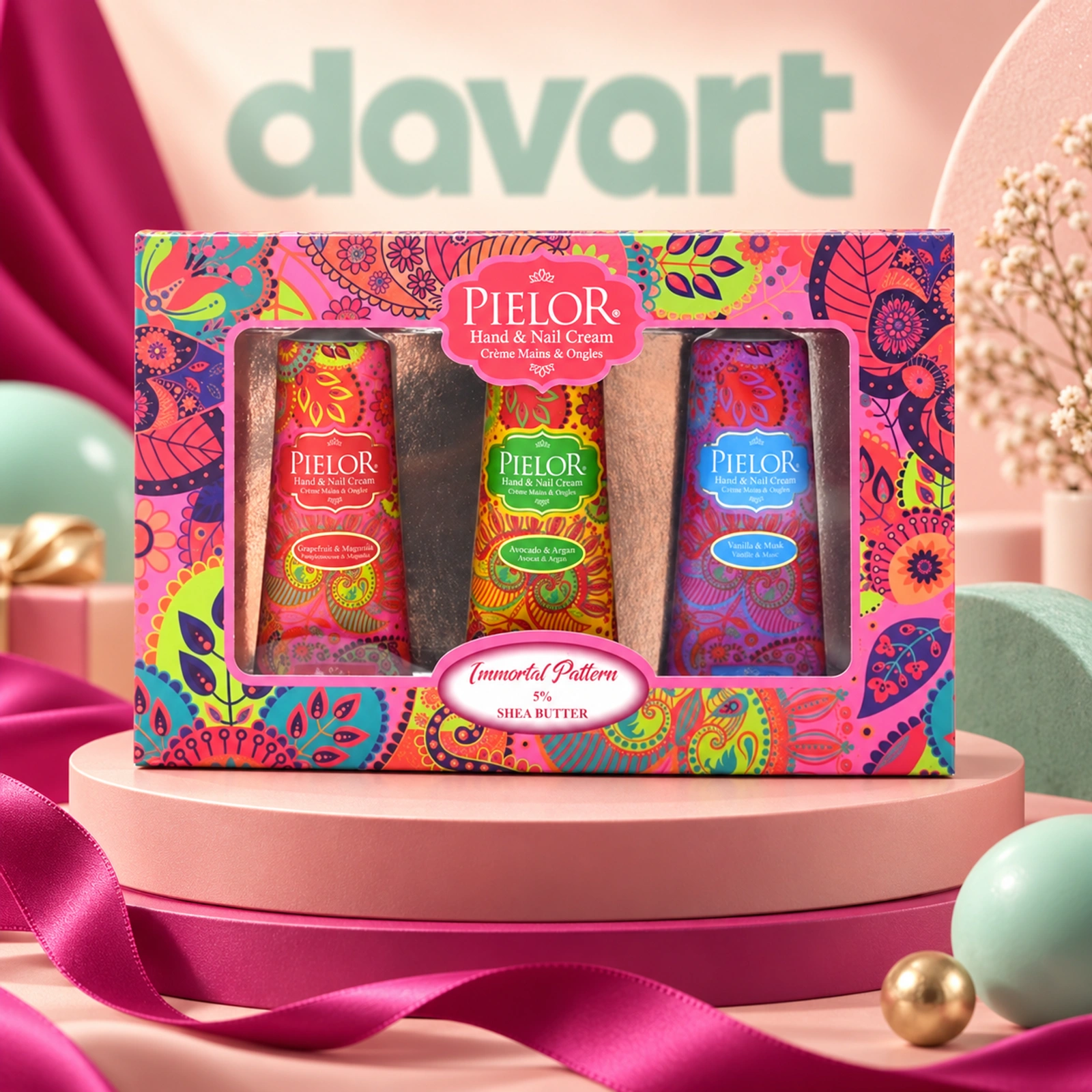 Pielor Set Immortal Pattern Crema Maini 3/set · Pink, 3 buc., imagine de referință