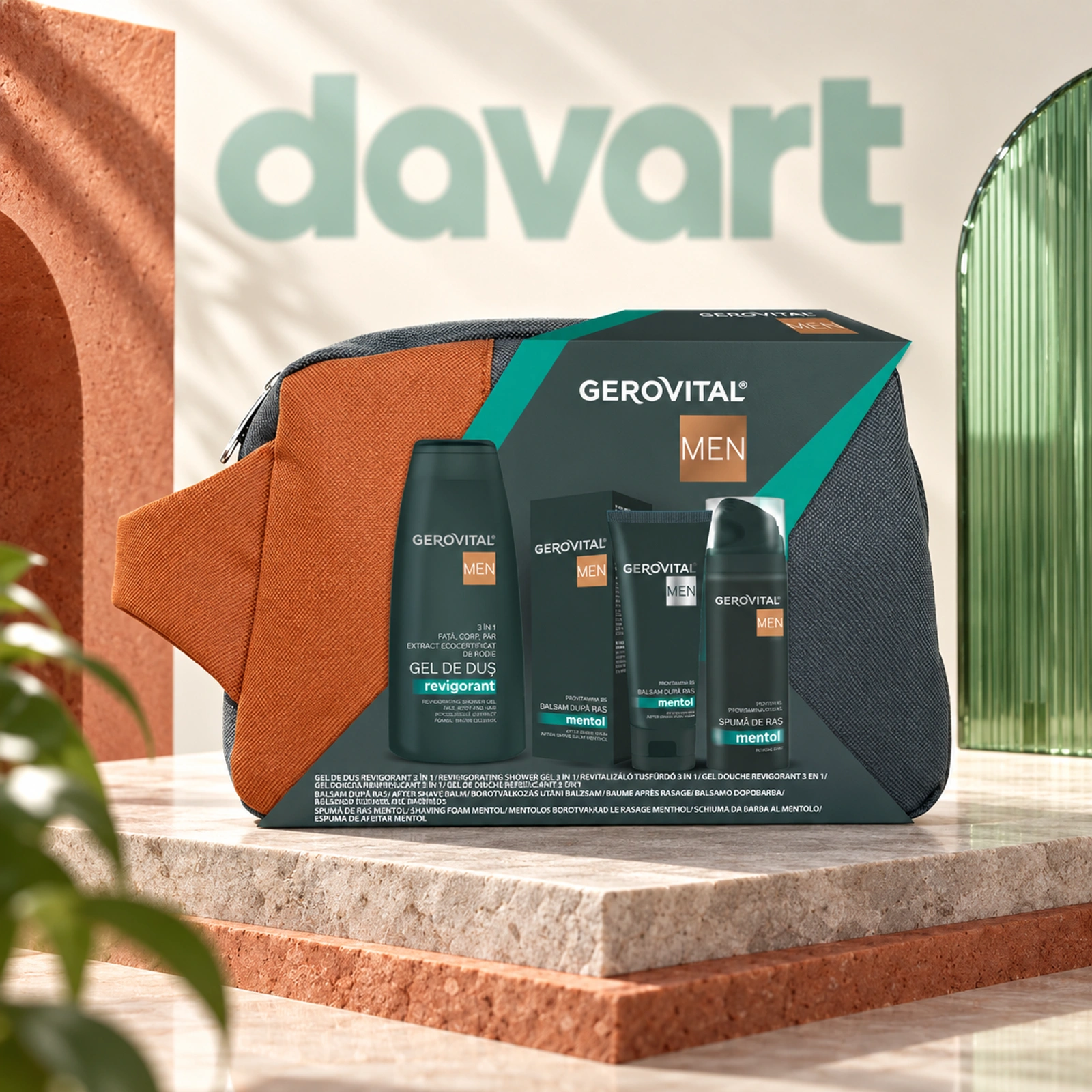 Gerovital Men Borseta Cadou 3 pcs · Gel Dus + Balsam Ras + Spuma Ras, 3 buc., imagine de referință
