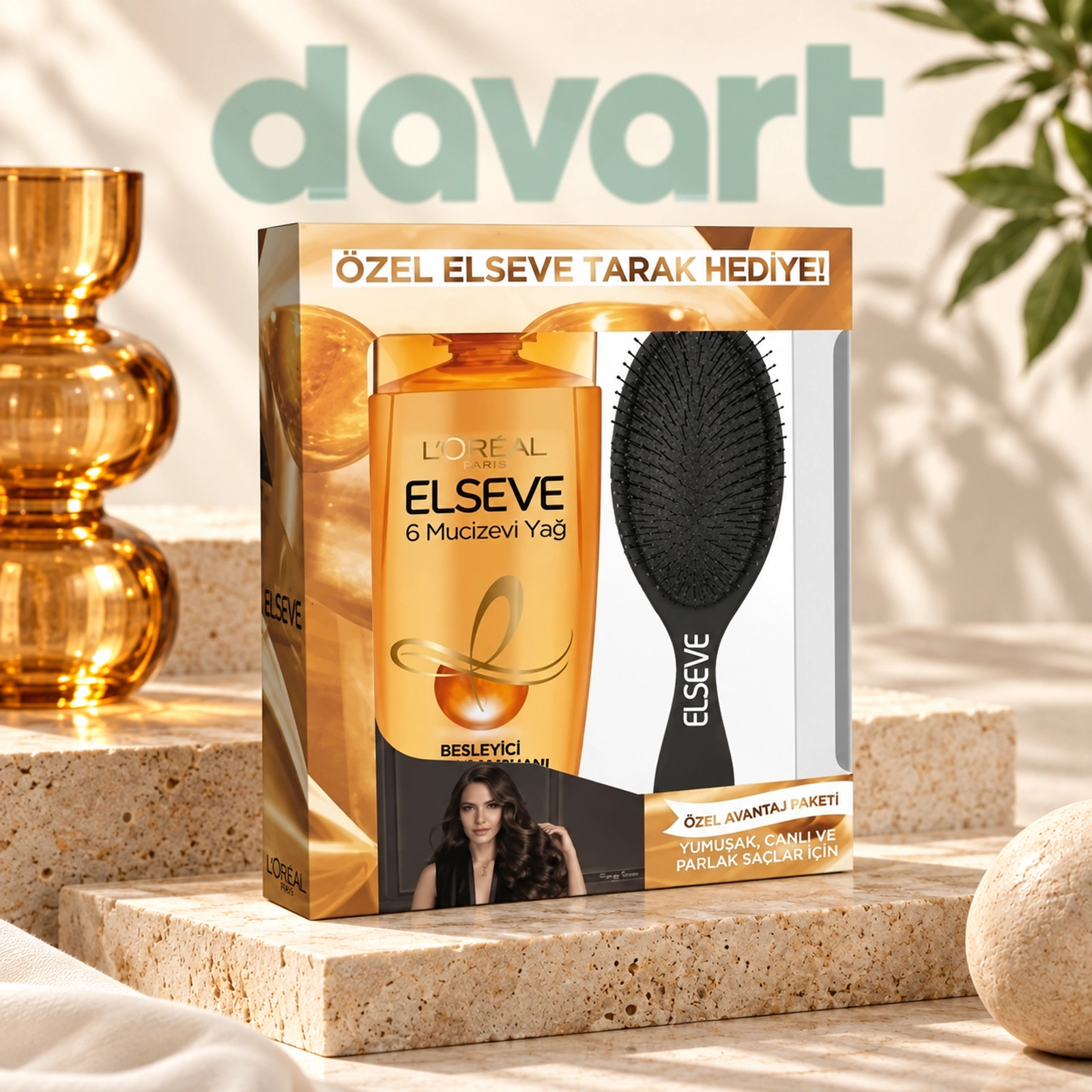 L’Oréal Elseve Caseta Cadou 2 pcs · Samp.Bakim + Perie, 2 buc., imagine de referință