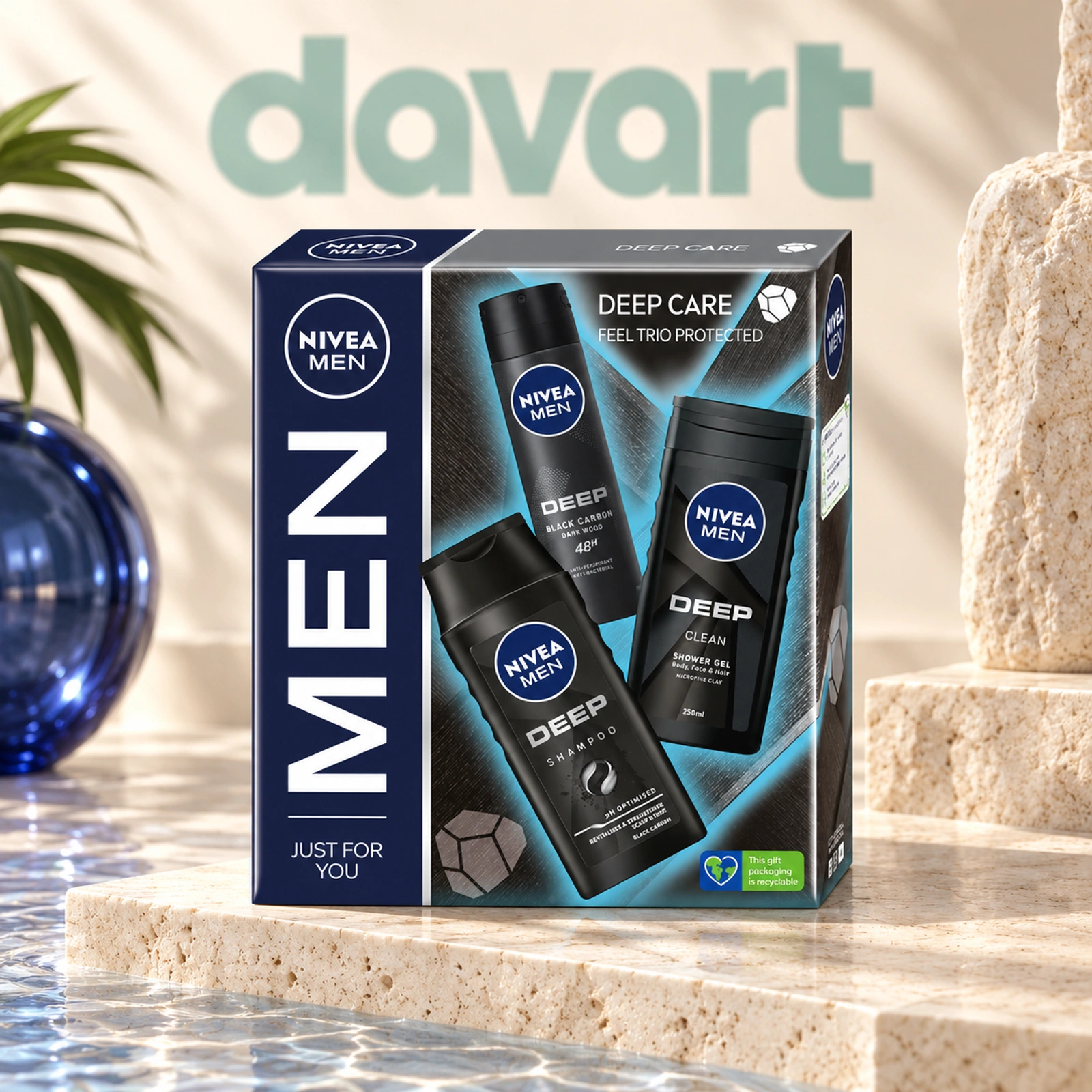 NIVEA CC Deep Care 3 pcs · Gd 250 ml + Sampon 250 ml + Deo 150 ml, 3 buc., imagine de referință