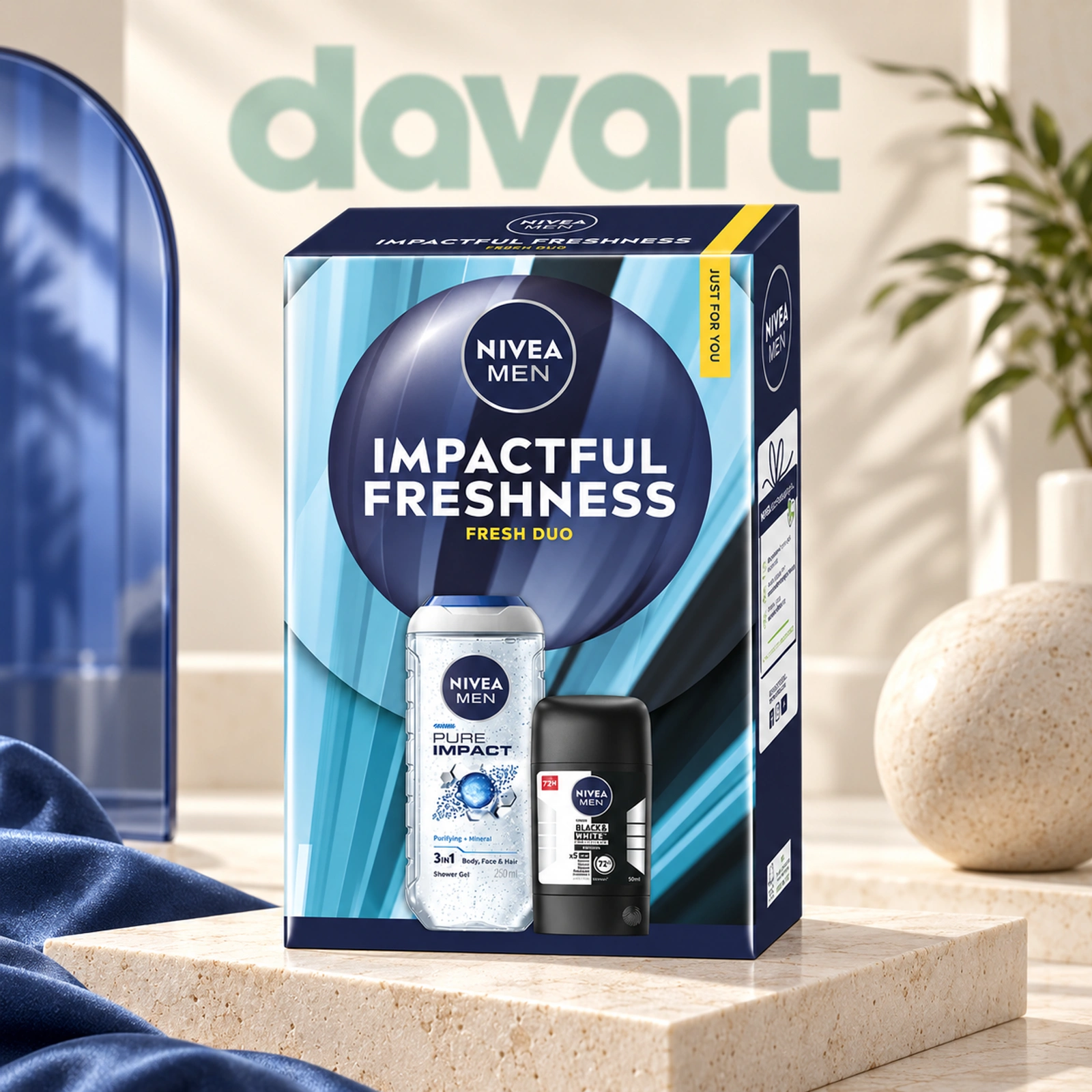 NIVEA Men Caseta Cadou 2 pcs · Impactful Freshness - Gd + Stick, 2 buc., imagine de referință